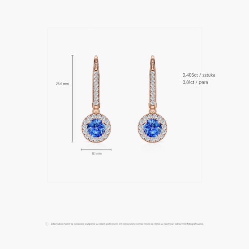 Kolczyki This is Love: różowe złoto, niebieskie szafiry, diamenty